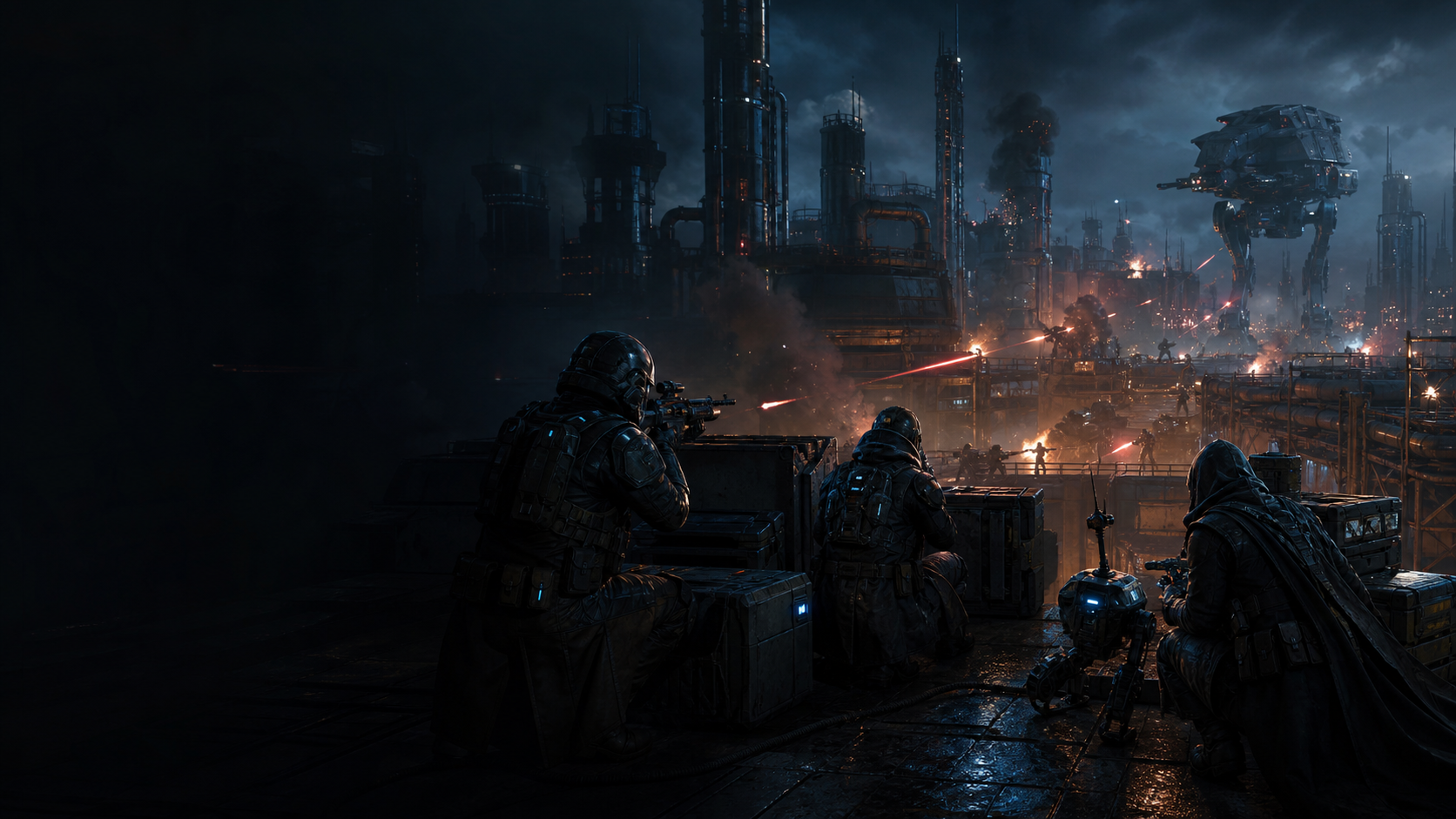 Original cinematic tactical battle artwork for the Zero Company Field Manual